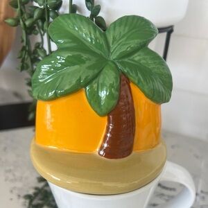 Rae Dunn Tropical Palm Tree and Sunshine Ceramic Mug Topper